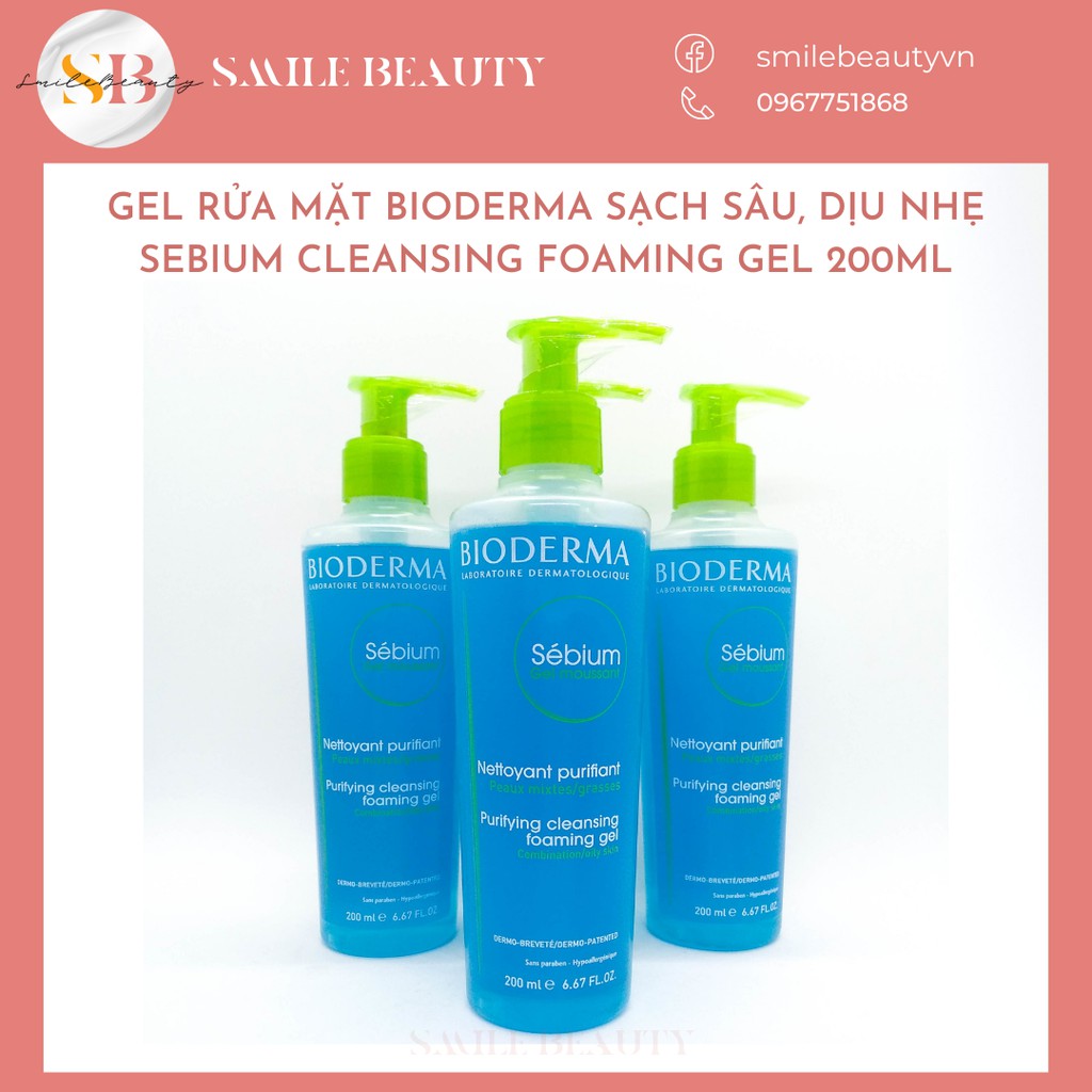 Sữa rửa mặt Bio sạch sâu, dịu nhẹ sebium cleansing foaming gel 200ml