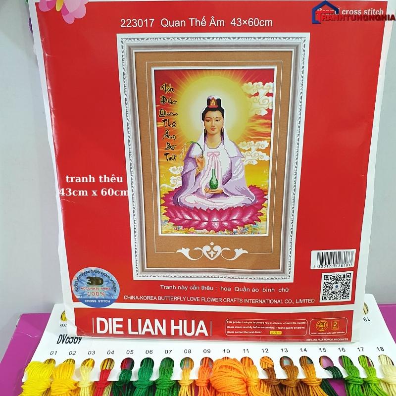 Tranh đính đá, tranh thêu chữ thập quan thế âm bồ tát