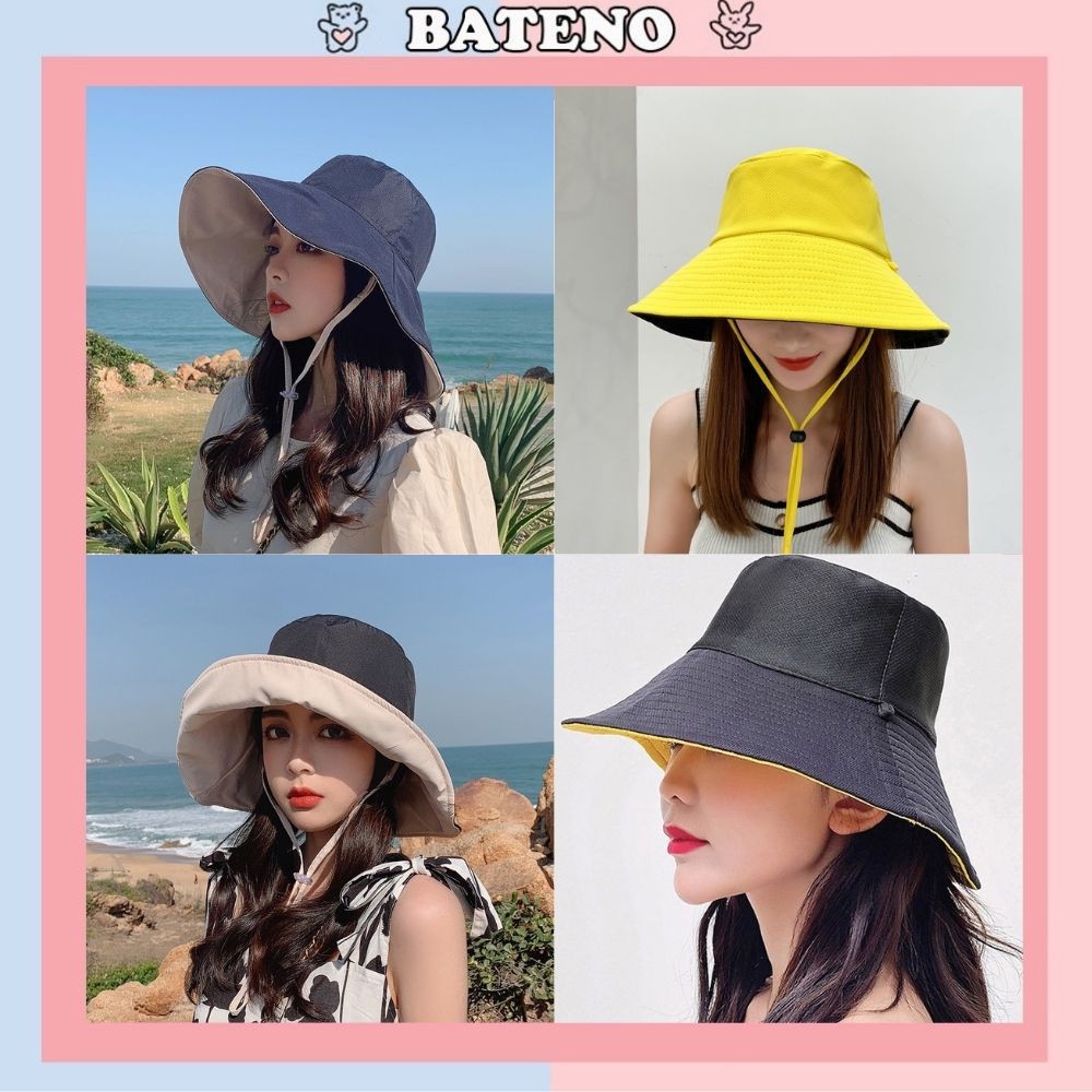 Mũ bucket đi biển 2 mặt vành rộng dành cho nữ MD04