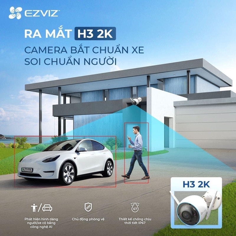 Camera wifi ezviz H3 5mp (3K) và H3 3mp (2K) rõ nét - Hàng Chính Hãng