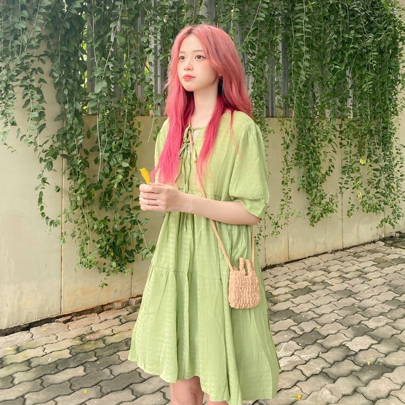 { BOOM made} Váy babydoll xanh bơ