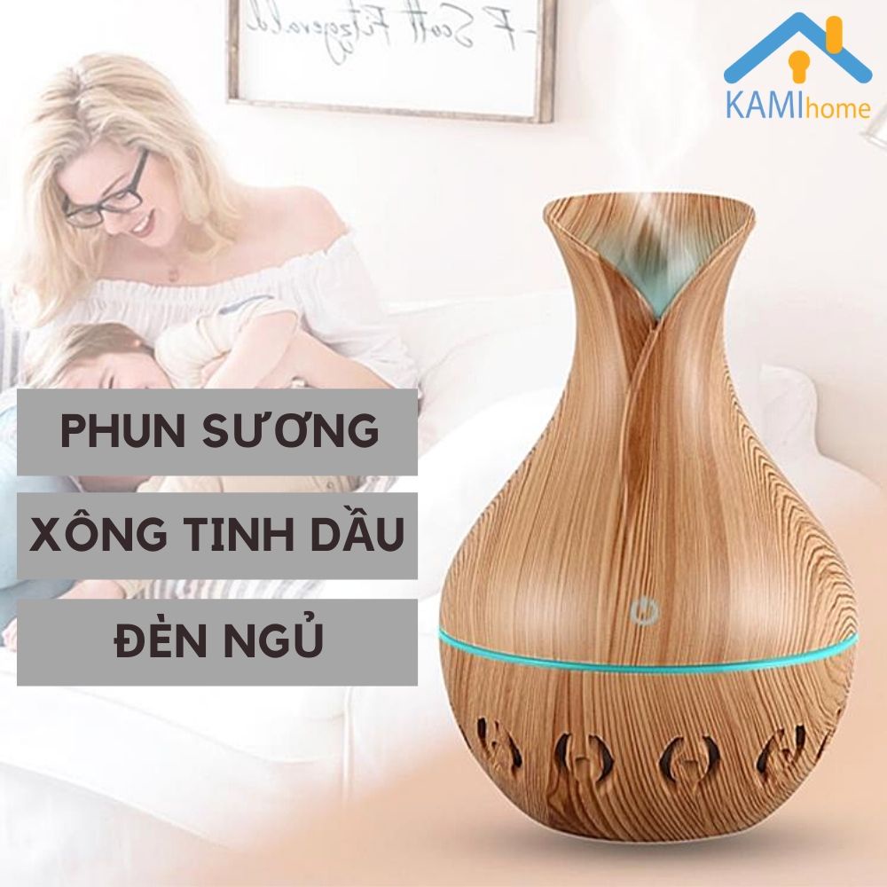 Máy xông tinh dầu phòng ngủ mini kiểu phun sương tạo ẩm có đèn led đổi màu (Chọn mẫu) KM1700x