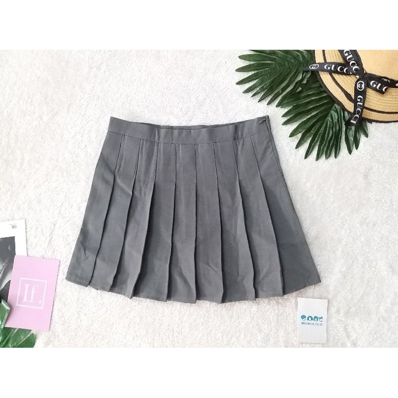 (New QC) Chân váy tennis xếp ly màu xám chuẩn shop