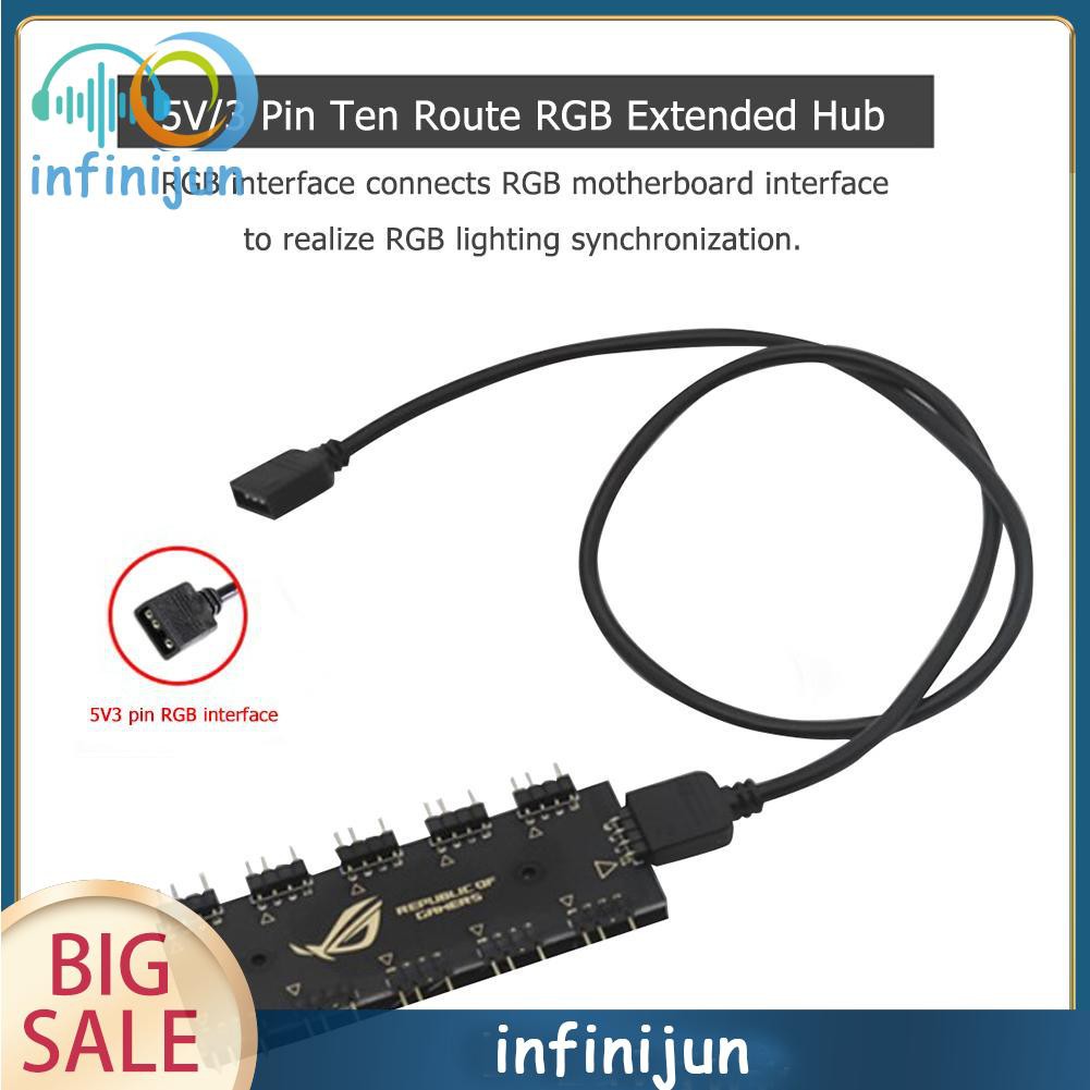 Cáp Chuyển Đổi 5v 3pin/12v 4pin Rgb Cho Gigabyte 1 Sang 10 Rgb