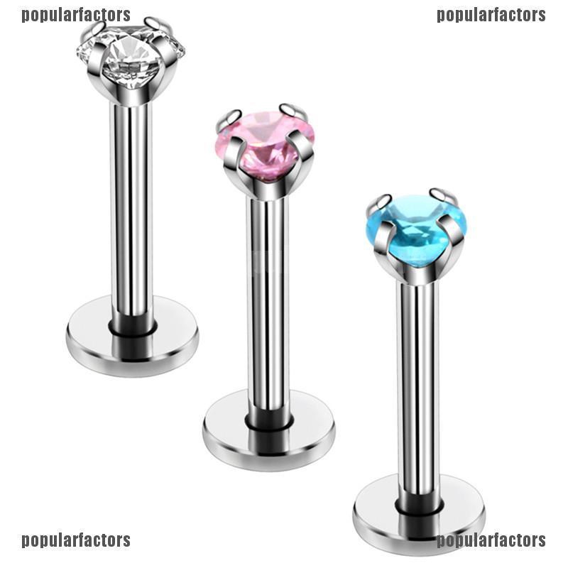 Bộ 4 Khuyên Xỏ Môi Bằng Thép Không Gỉ Đính Đá Thời Trang