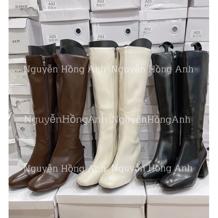 bốt gối (boot đùi) da lì loại 1- khoá cạnh gót 5p lót lông dày( FULL HỘP) mã 220