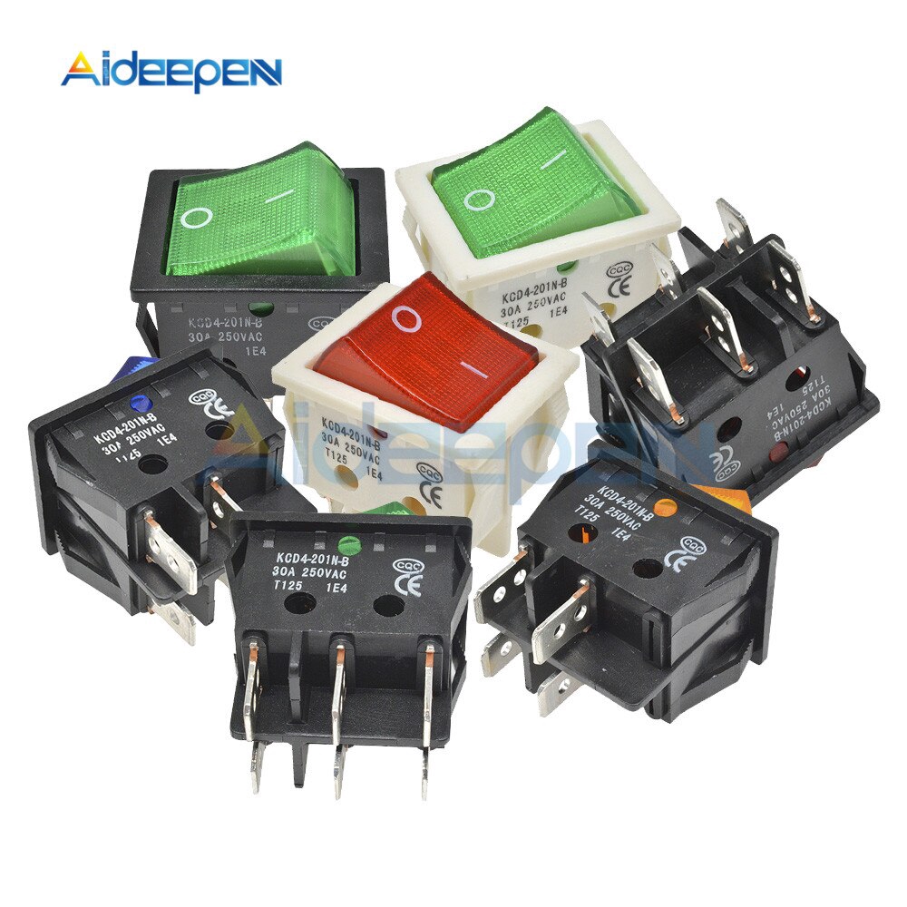 KCD4 High Current Rocker Switch Power Switch 2 position ON-OFF 4 Pins 6 Pins Electrical Equipment With Light Switch 30A 250V | BigBuy360 - bigbuy360.vn