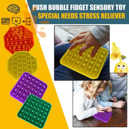 Push pop Bubble Fidget Sensory Toy Stress Relief for Homeschool and Office for Kid Adult