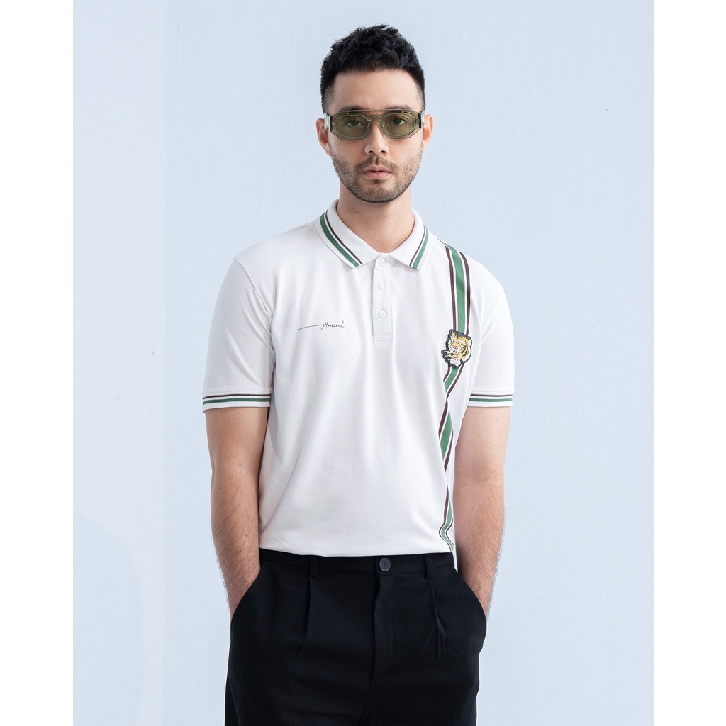 Áo Polo nam Amand x Tiger Patch Polo - White