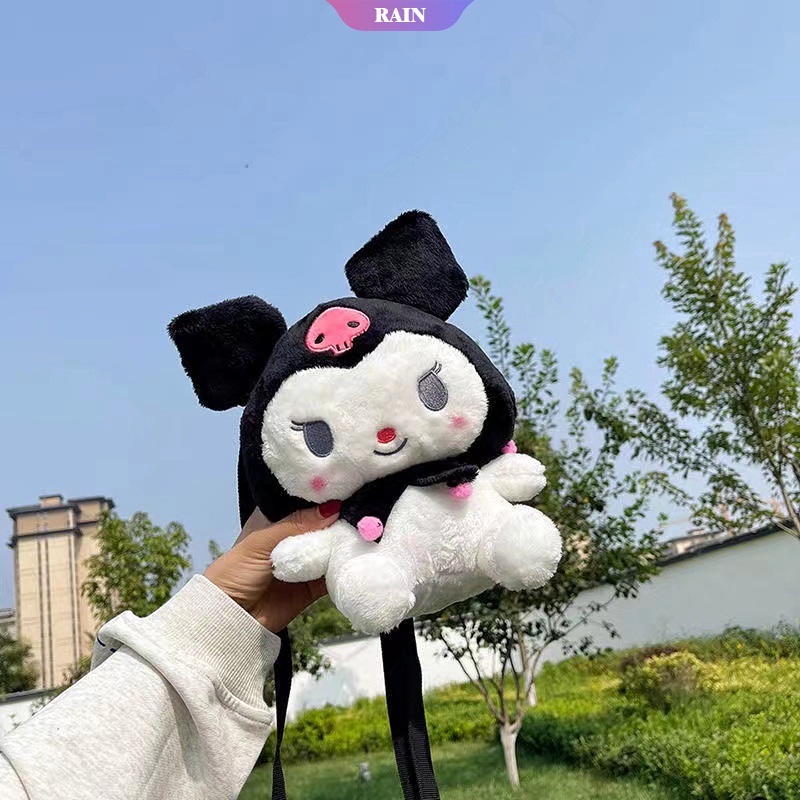 SANRIO Ba Lô Đeo Vai Hình Búp Bê Nhồi Bông Kuromi Dễ Thương 23cm Cho Bé Gái
