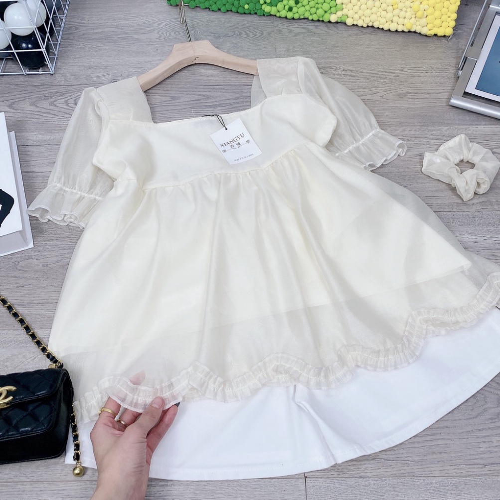 Set áo babydoll voan tơ be quần short đùi BN297 0322