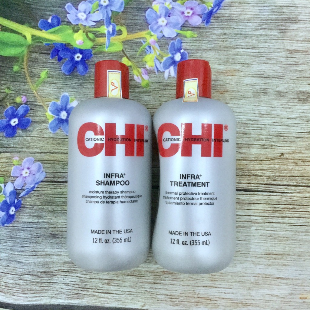 [Chính hãng] [Siêu rẻ] Cặp dầu gội xả siêu mượt cho tóc khô hư tổn CHI Infra shampoo &amp; treatment (xám) 355ml