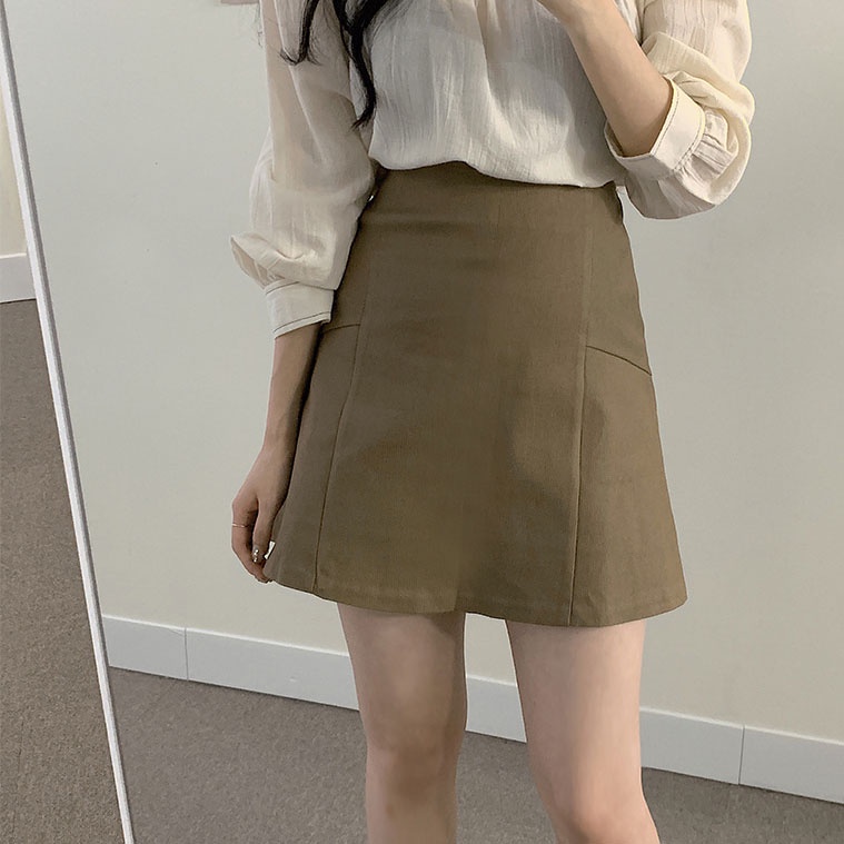 Áo Sơ Mi Tay Dài Cổ Vuông Màu Trơn Dáng Chữ A Thời Trang 49179