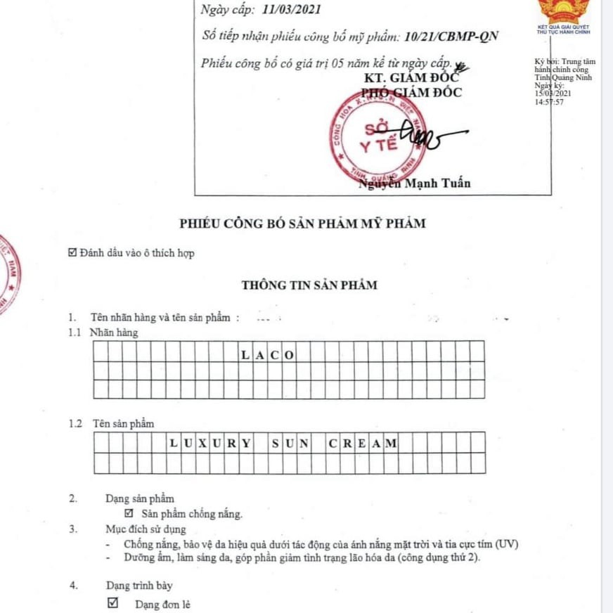 [Mã SRJULY1619 giảm 15K đơn 50K] Kem chống nắng kép dưỡng da trắng da LACO luxury sun cream 50ml | BigBuy360 - bigbuy360.vn