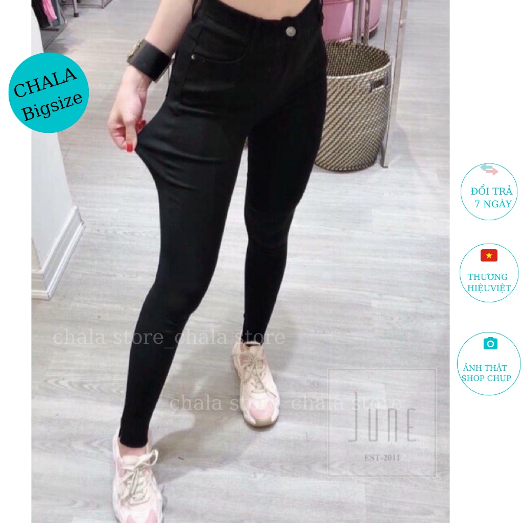 Quần Bò Giấy Nữ Cạp Cao Chala , Quần Jean Một Cúc Khóa Trước Dáng Dài Phong Cách Công Sở Đi Học