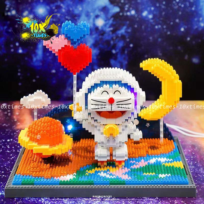 Mô hình lắp ráp doraemon phi hành gia có đèn led decor tặng sinh nhật bạn trai bạn gái 10xtimes