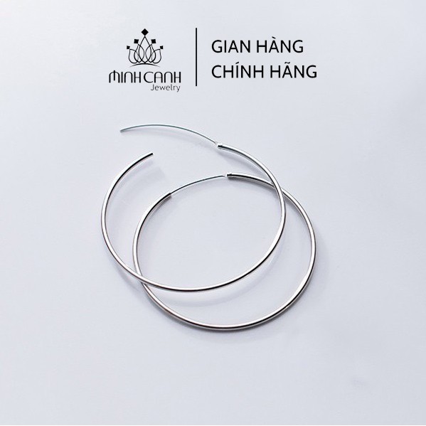 Khuyên Tai Vòng Tròn Trơn Size Lớn Bạc Ta - Minh Canh Jewelry