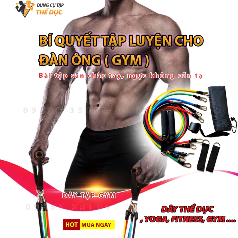 Bộ 5 Dây Ngũ Sắc Đàn Hồi Tập Thể Hình 6 múi Tập Gym Bộ Dây Ngũ Sắc Tập Gym Full Body