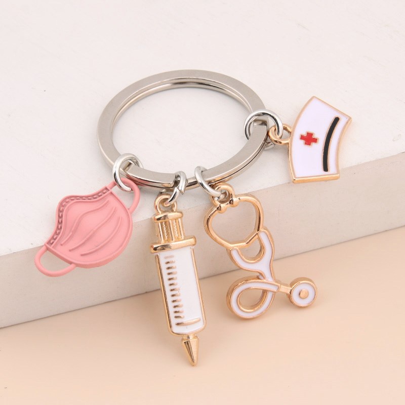 Mới Móc Khóa Kim Loại Hình Ống Tiêm Bác Sĩ Dễ Thương