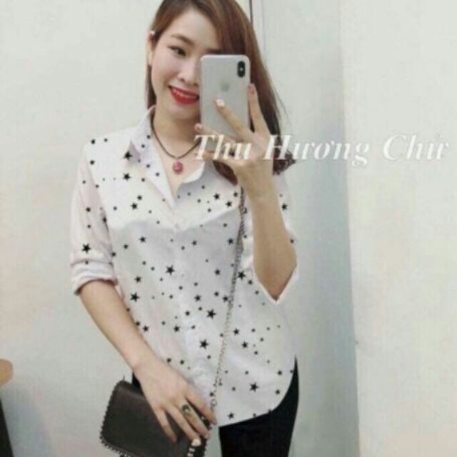 Áo sơ mi in  chất kate lụa đẹp xinh