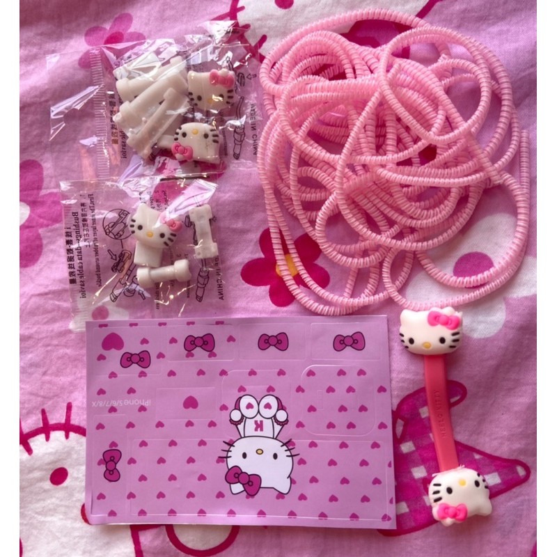Bộ trang trí cục sạc dây phone hello kitty
