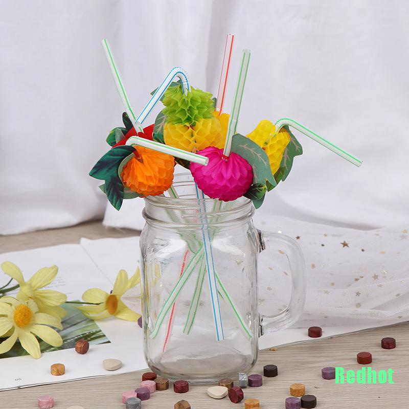 Set 50 ống hút trái cây 3D trang trí cocktail