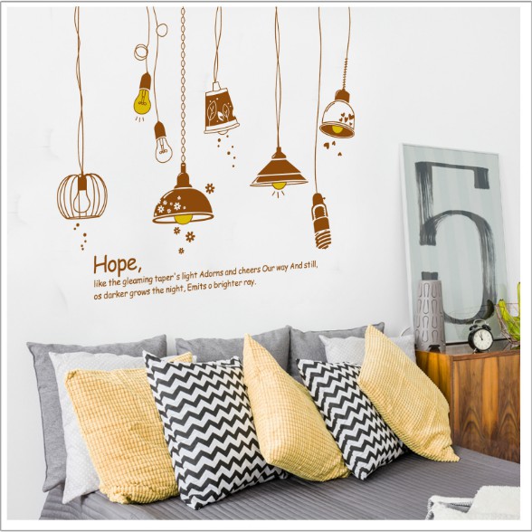 Decal trang trí bóng đèn dây Vintage ( 8 bóng mờ )