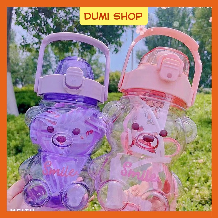 GG Bình Đựng Nước 1100ml Hình Gấu Dễ Thương Kèm Dây Đeo Trẻ Trung Năng Động - Dumi Shop