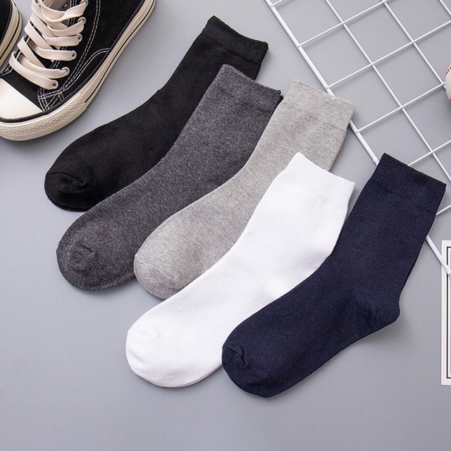 Tất Nam Nữ Cao Cổ Hàn Quốc Họa Tiết Đơn Giản Trơn Màu Trắng Đen Tối Sỉ Giá Rẻ Set 10 Đôi Vớ UNISEX Chất Dày Loại 1