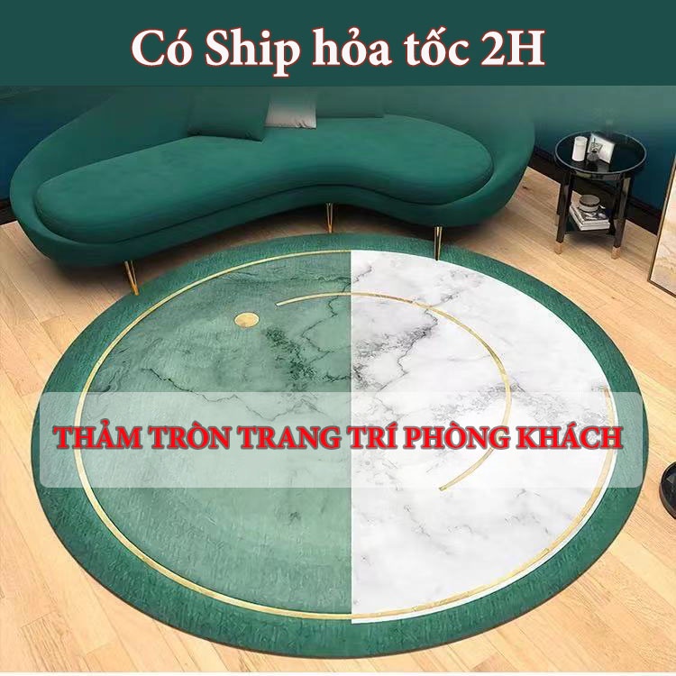 Thảm tròn trải sàn phòng khách, thảm decor trang trí Yoii phong cách hiện đại, sợi dệt tổng hợp cao cấp chống trơn trượt