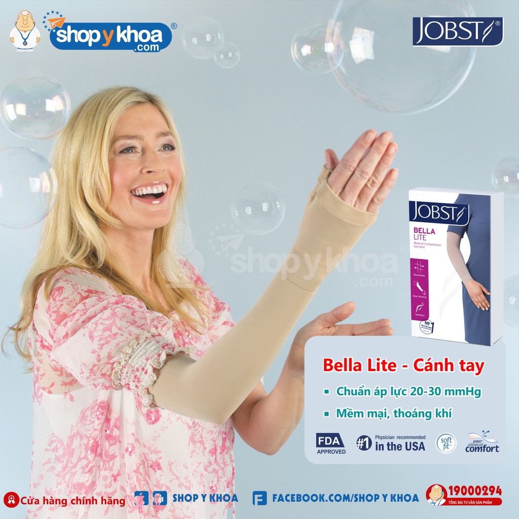 Vớ Cánh Tay Phù Bạch Huyết JOBST Bella Lite, Áp Lực Chuẩn 20-30mmHg, Màu Da