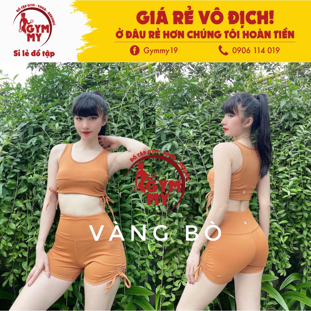[Hàng xuất khẩu] Set đùi thể thao rút dây ba lỗ tập Gym - Yoga - Aerobic
