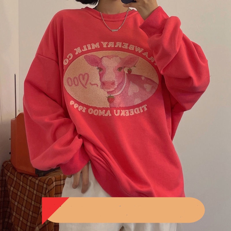 Áo Sweater dáng rộng in hình quả bơ dễ thương thời trang xuân thu cho nữ