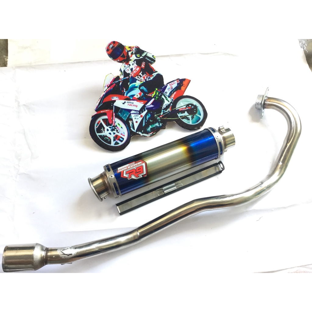 Bộ pô r9 full cổ INOX THẲNG  exciter, winer, sonic, raider, satria, gsx,...