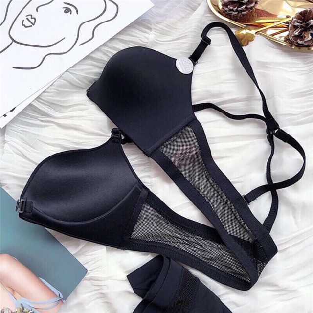 Hot - Áo lót đúc không gọng cài trước mặc nhiều kiểu dây lưới CK