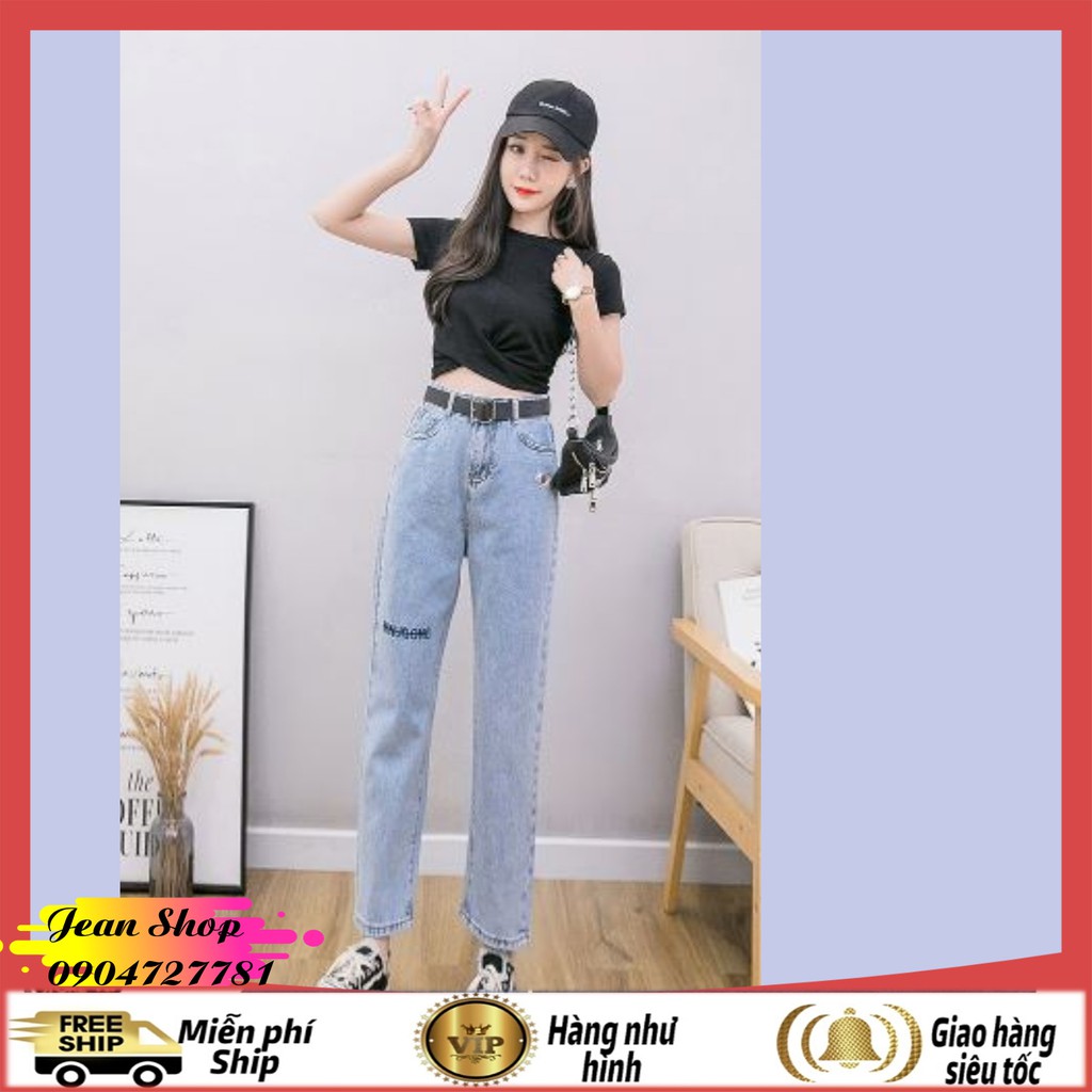 Quần bò nữ 🍎FREE SHIP🍎  Quần jeans nữ đẹp hàng Quảng Châu cao cấp- Quần bò ống suông mẫu mới nhất