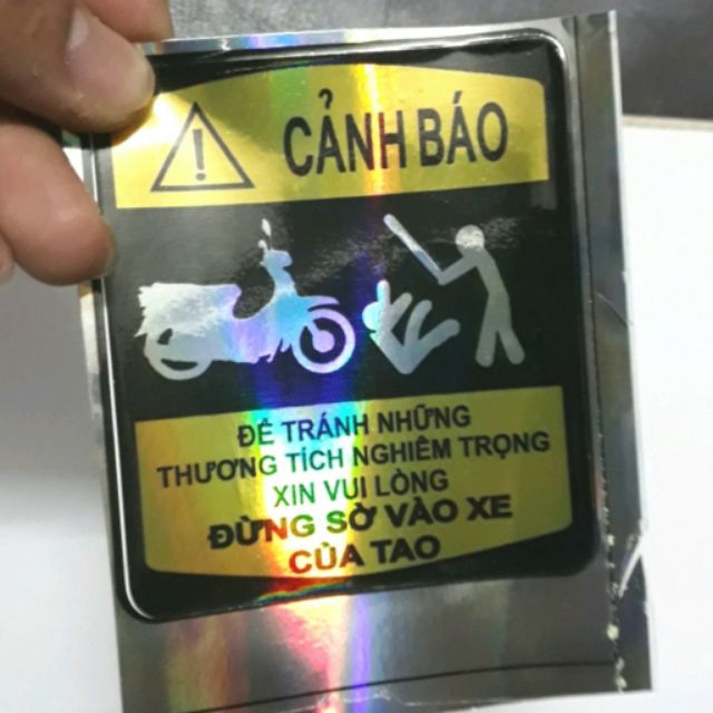 Tem phượt Cảnh báo đừng sờ xe - 7 màu bóng hay cho phượt thủ dán xe máy, ô tô, dán balo, bàn học, đồ vật