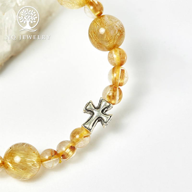 Vòng Mân Côi - Chuỗi Mân Côi TA Tóc Vàng 10mm đk 52mm - NQ Jewelry