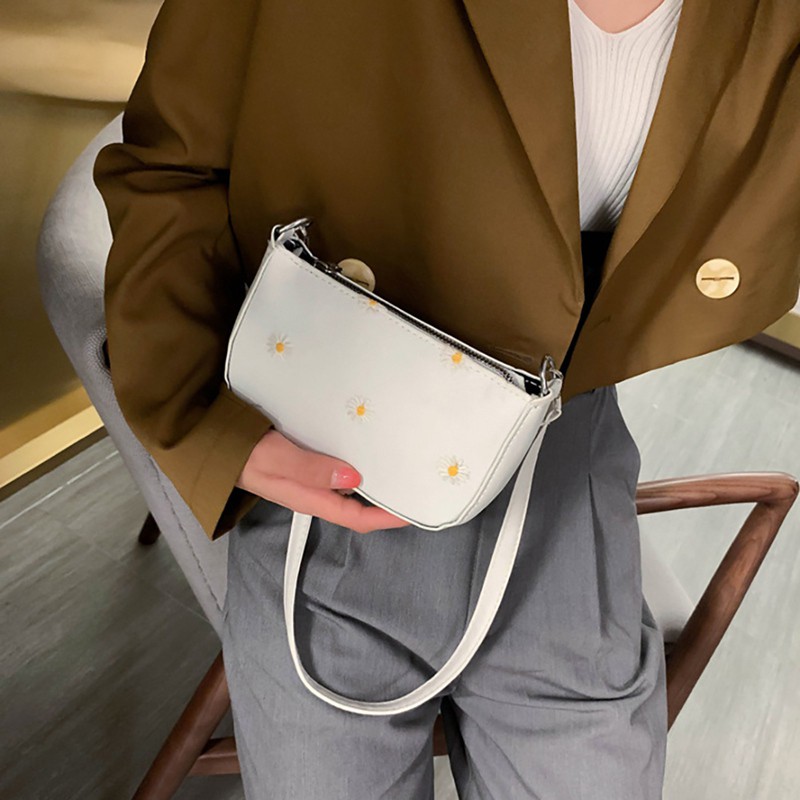 Túi Xách Da Pu Họa Tiết Hoa Cúc Xinh Xắn Cho Nữ