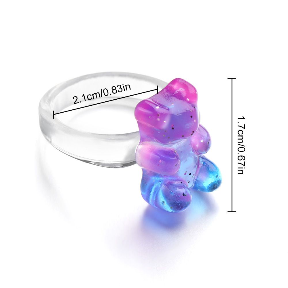 Nhẫn acrylic trong suốt hình gấu nhiều màu sắc thời trang cho nữ