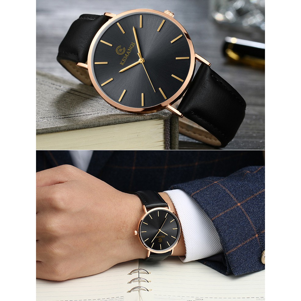 Đồng Hồ Nam Dây Da Siêu Mỏng Thiết Kế Đơn Giản Thời Trang