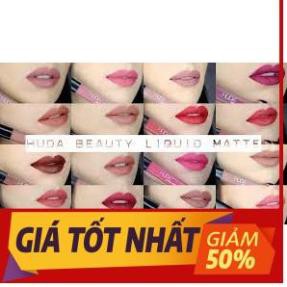 Set 4 son môi kem lì huda beauty liquid matte đẹp cao cấp loại tốt nhất màu hồng đỏ trầm