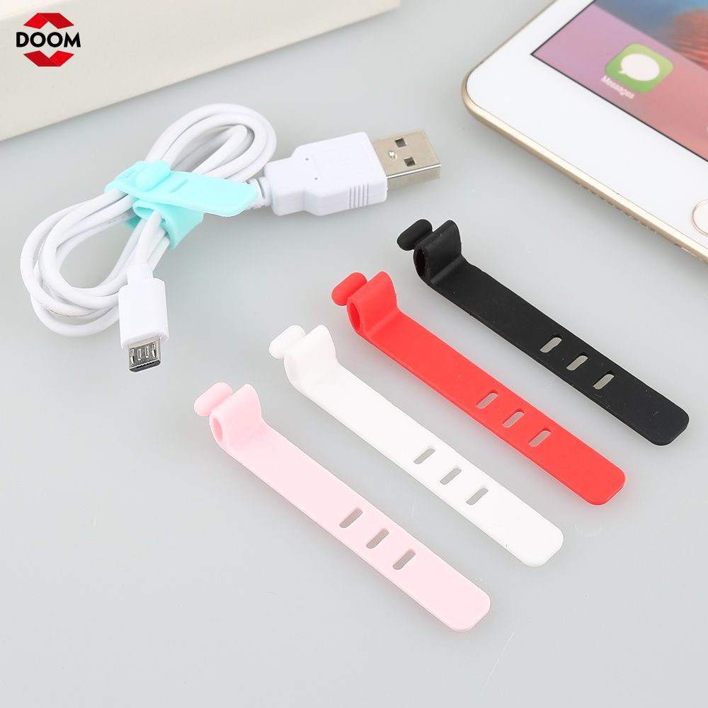 Silicone Dây Đeo Cáp Dây Winder Headphone Điện Thoại Di Động Cáp Dữ Liệu Chống mất Cable Lưu Trữ Bó Cáp Cuộn Dây Tổ Chức Clip wire Cord Winder Bị Bảo Vệ 【Doom】