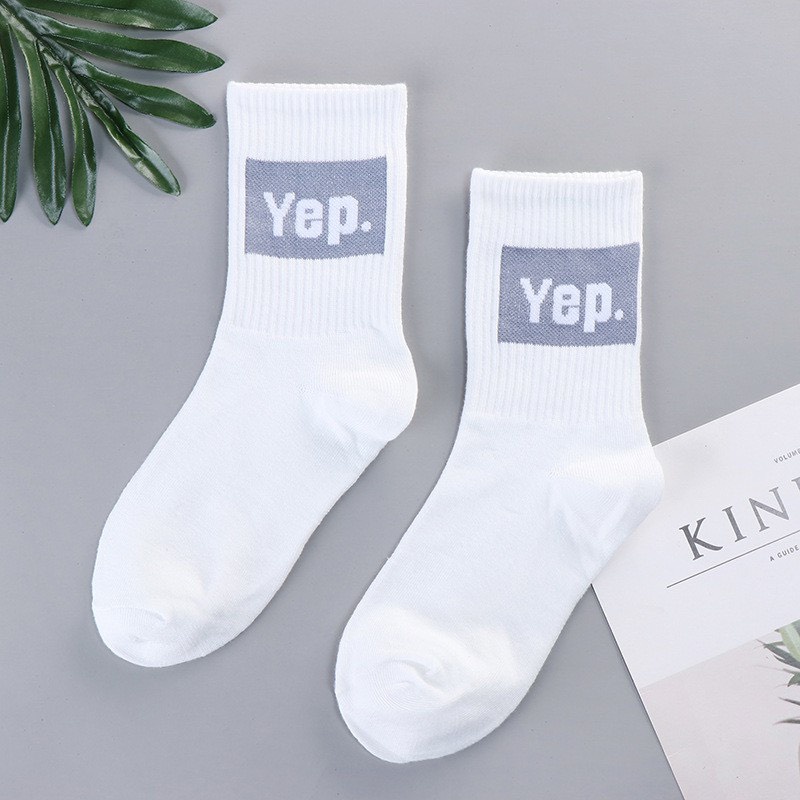 Set 5 đôi tất cao cổ Bivota vớ nam nữ họa tiết chữ YEP cực chất T10
