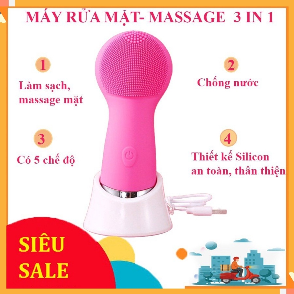 Máy Rửa Mặt Mini Máy Mát Xa Mặt Cầm Tay, Mát Xa Mắt, Đẩy Tinh Chất Nóng Lạnh Cao Cấp Sạc Điện L1919 Giúp Sạch Sâu Da