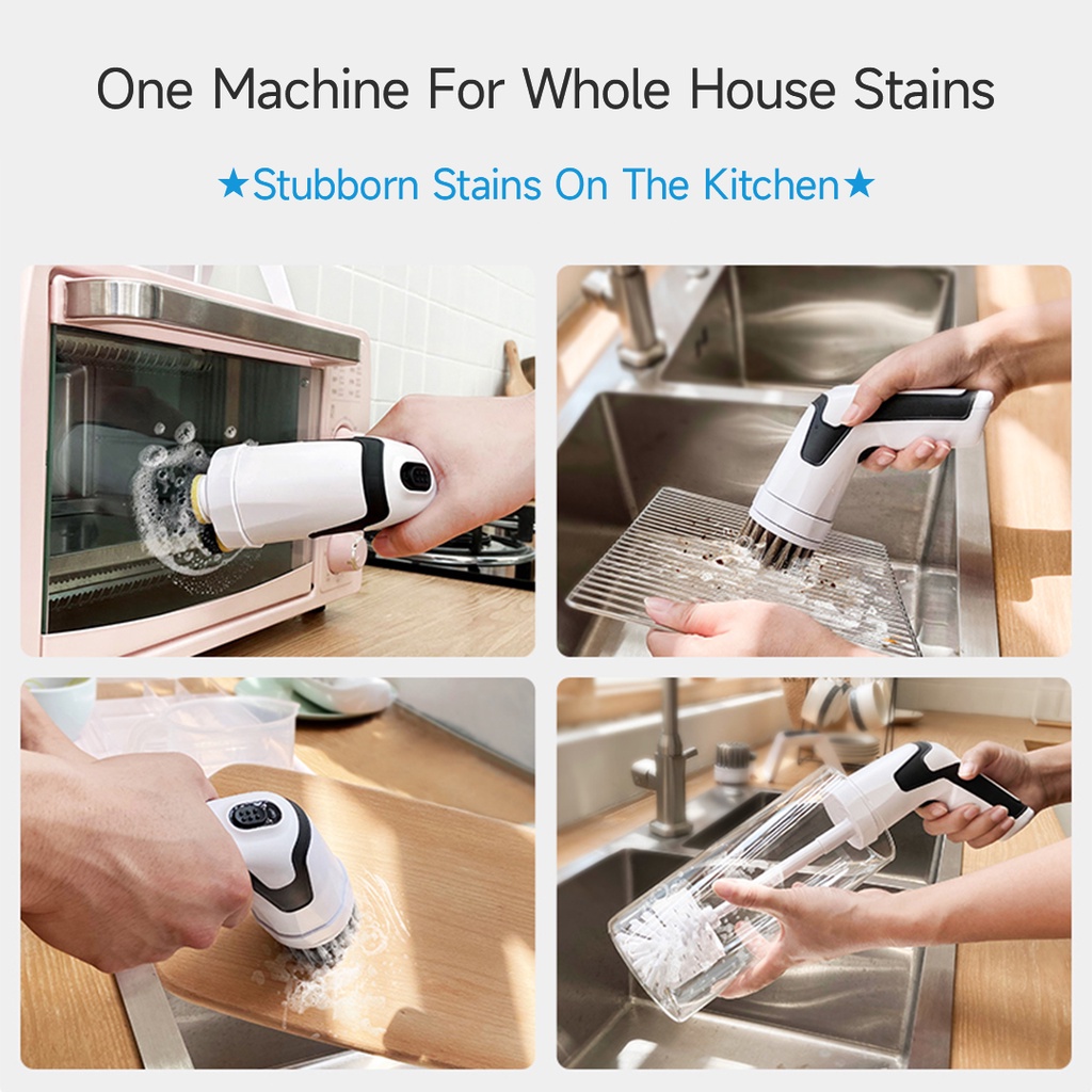 Xiaomi Youpin Bàn Chải Vệ Sinh Điện Tử Đa Năng K1 Với Nhiều Đầu Bàn Chải Mạnh Mẽ Cho Nhà Bếp Nhà Tắm