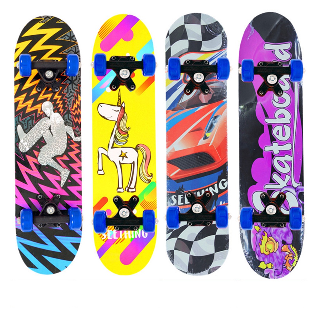 Ván trượt trẻ em Skateboard cao cấp làm từ gỗ ép 8 lớp, bánh xe PU chất lượng cao, in hình đang yêu giành cho bé