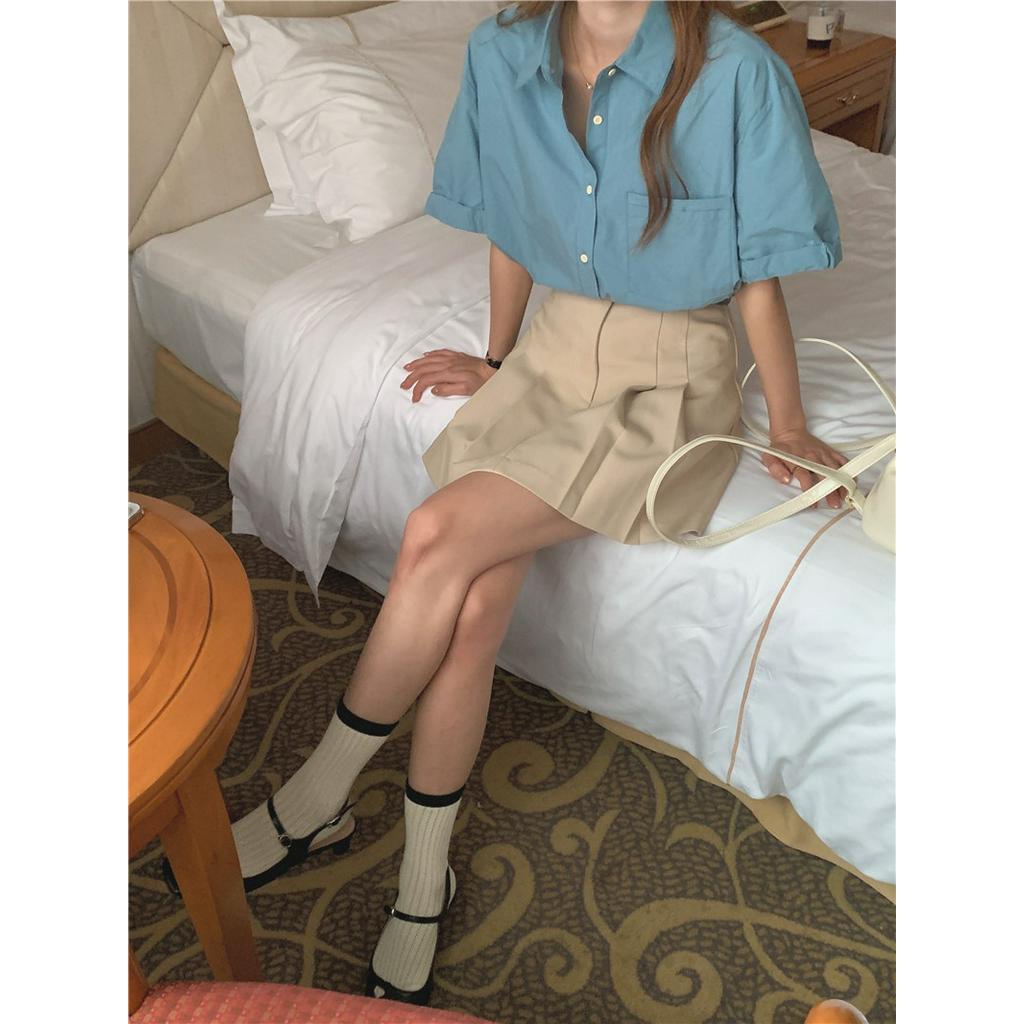 Áo Thun polo Tay Ngắn Màu Trơn Đơn Giản Phong Cách Hàn Quốc 63018 4 Màu Sắc