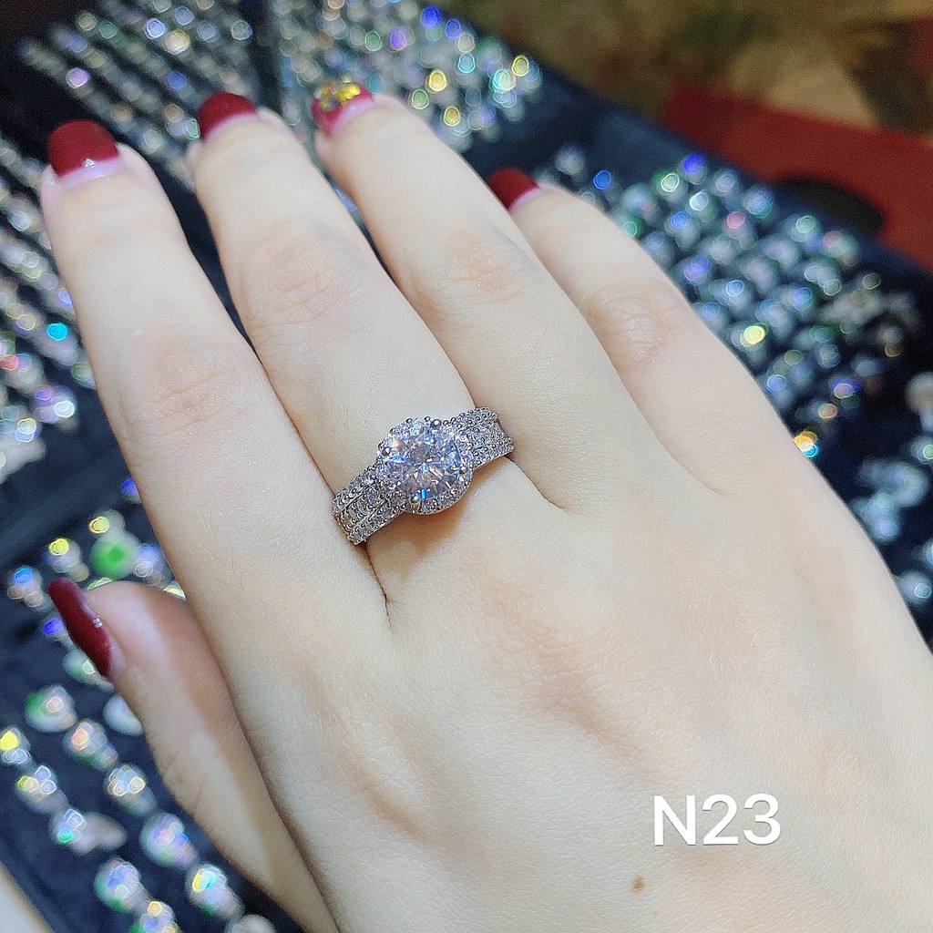 NHẪN ĐÁ MẶT TRÒN 💎𝑭𝑹𝑬𝑬𝑺𝑯𝑰𝑷 💎 Mặt TRòn Thân Dày Đá Sáng