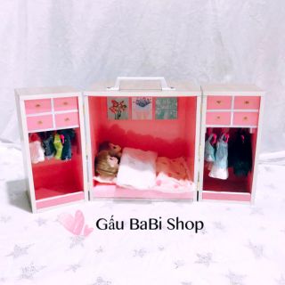 Giường tủ dạng hộp cho búp bê 1/6, 1/8, doll vải, size 5inch